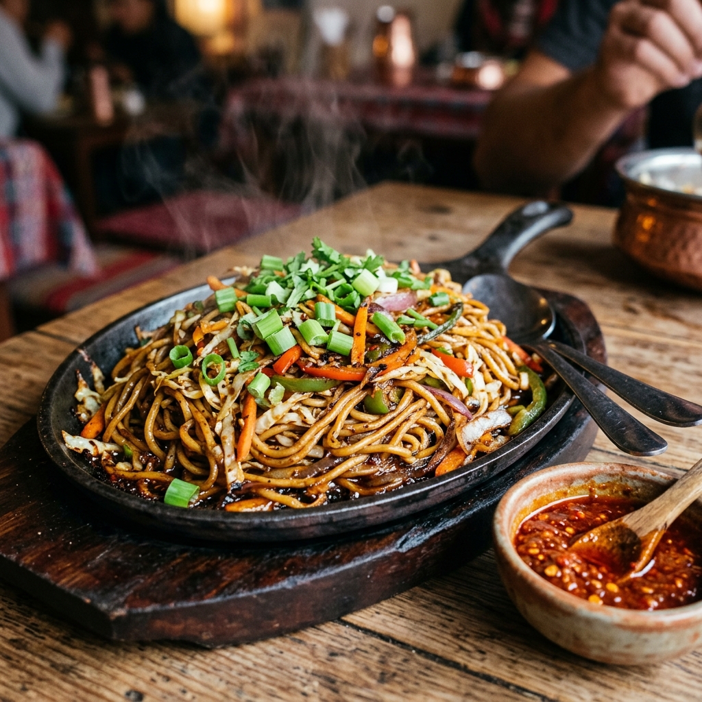 Sizzling Chowmein noodles plate